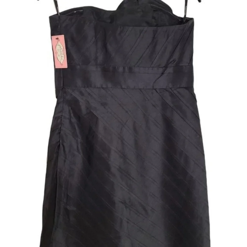 PHOEBE COUTURE Black 100% Silk Elegant Strapless Cocktail Dress Size 4 - Picture 11 of 16